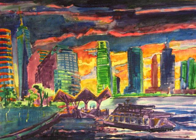 Wall_Street_Water_Taxi_w_NJ_in_Background_Battery_Park_and_Freedom_Tower_22x30_watercolor.jpg