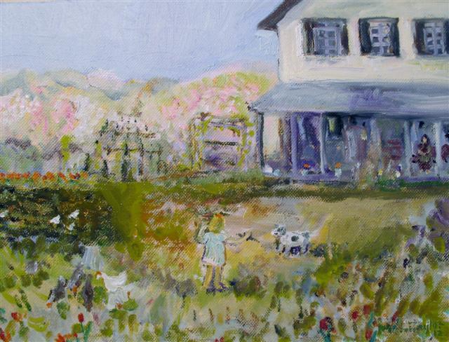taylorfarmhousewithchiddogsandchickens9x12oil.JPG